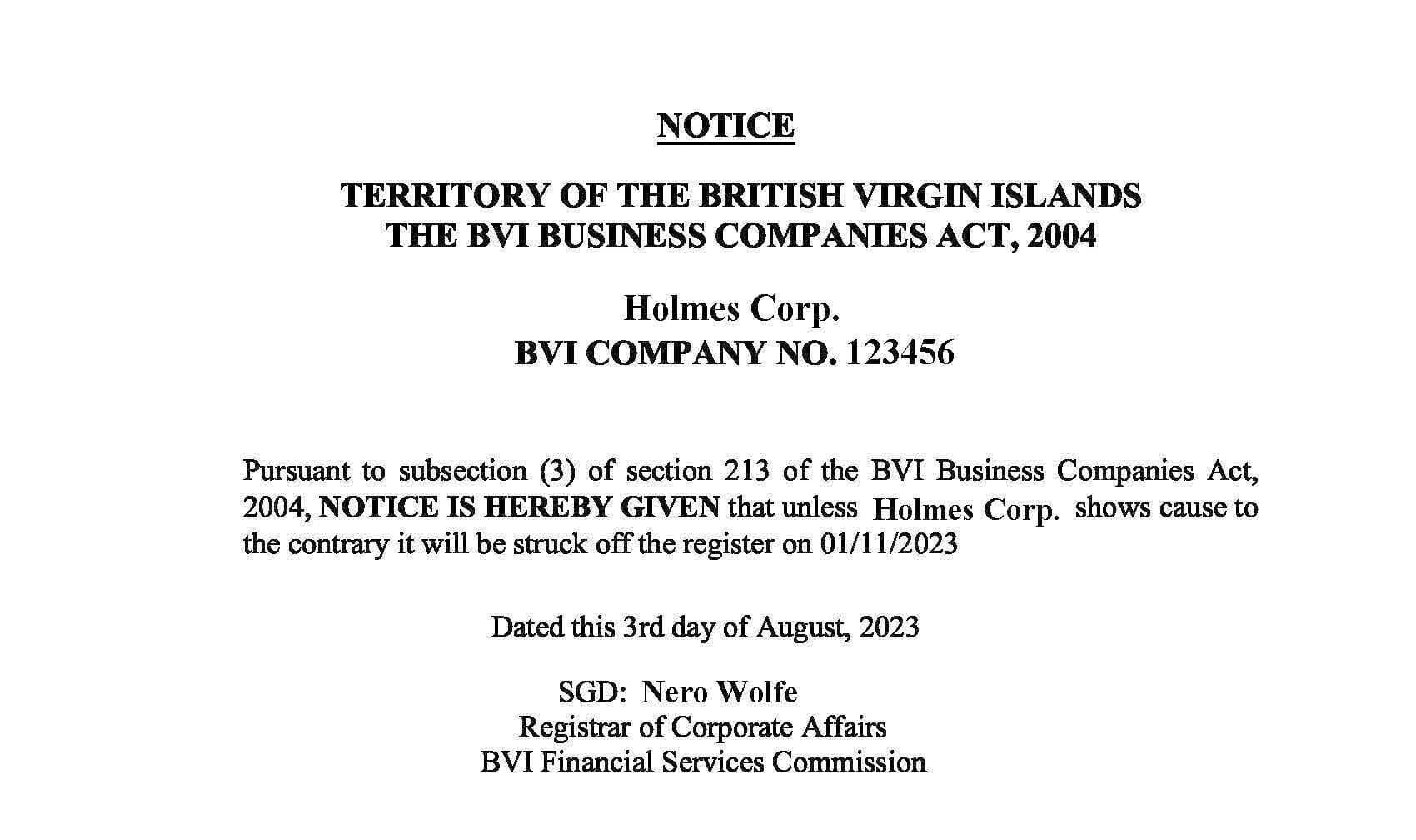 Изменения в Законе о компаниях БВО