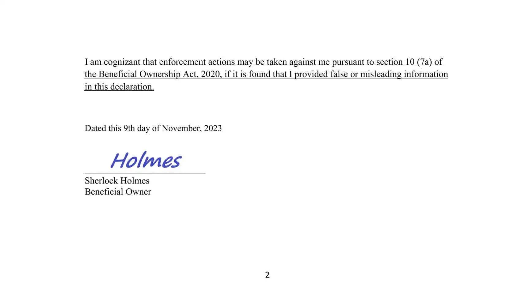 Декларация при опосредованном владении