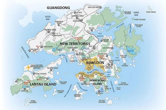 Расположение на карте: остров Гонконг(Центр), Западный Коулун, Новые Территории